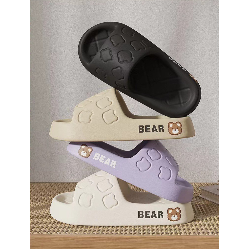🩴NEMOSO🩴รองเท้าแตะ น้องหมีน่ารัก พื้นนุ่มพิเศษ เหมาะสำหรับใส่ในบ้าน และห้องน้ำ สไตล์เรียบง่าย