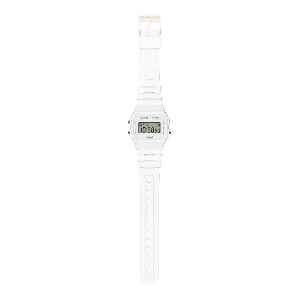 CASIO นาฬิกาข้อมือ CASIO รุ่น F-91WB-7ADF สายเรซิน สีขาว