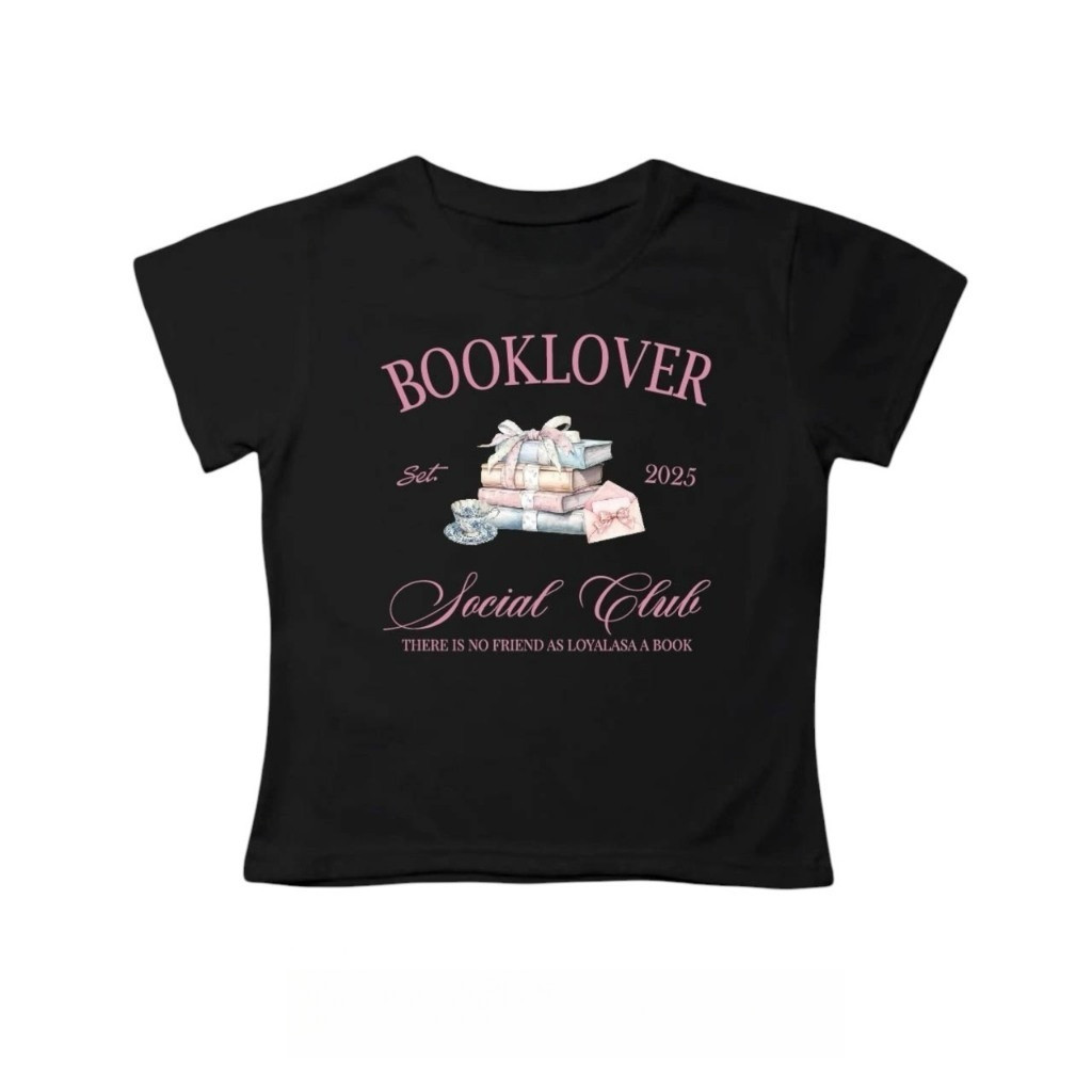 (จัดส่งตลอด 24 ชั่วโมง）Angle Official เสื้อครอปผ้าคอตตอน ทรงBaby Tee (Booklover)เสื้อผู้หญิง