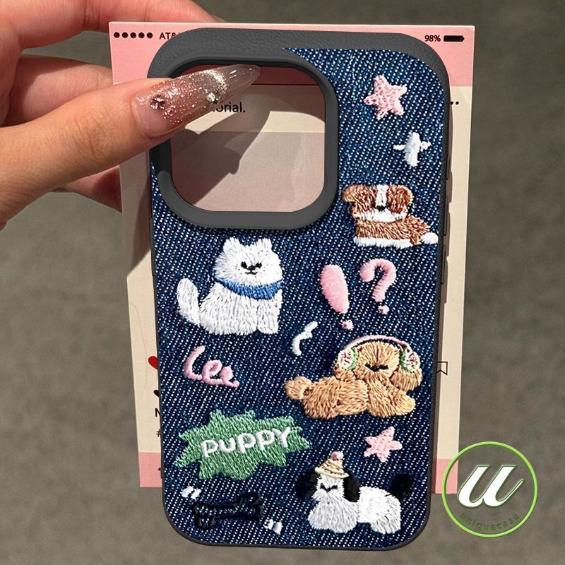การ์ตูนลูกสุนัขจำลองคาวบอยกราฟิติหนังนุ่มเคส IPhone 7Plus XR 13 14 11 12 15 16 Pro Max 11 Pro X 8 7 16 14 15 Plus XS Max