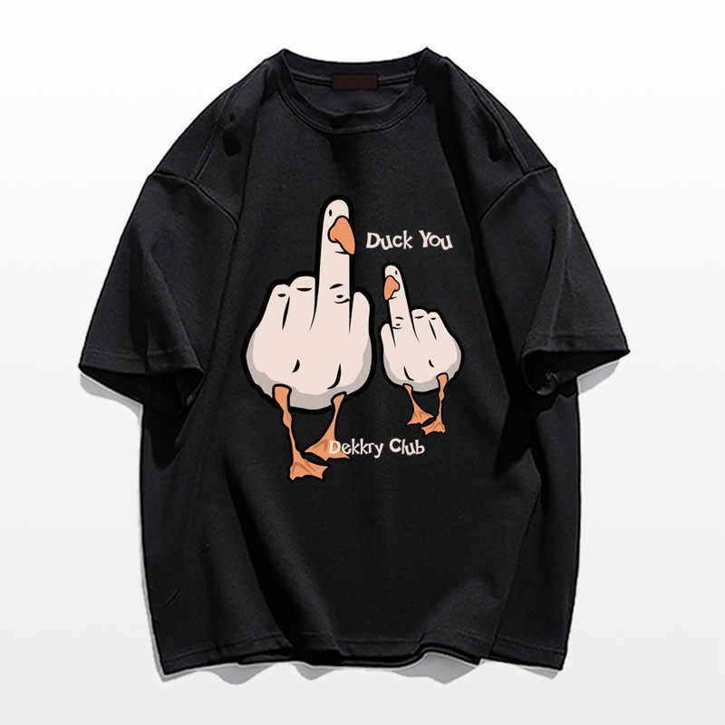 NFV เสื้อยืดคอกลมแขนสั้น✨แฟชั่นสไตล์เกาหลี ผ้าคอตตอน ลายเป็ด ผ้านิ่ม ขนาดใหญ่หลวม 100% Cotton t-shirt YG255 - รูปที่ 7