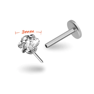 CZ Prong Titanium Flatback Earring (1ชิ้น)