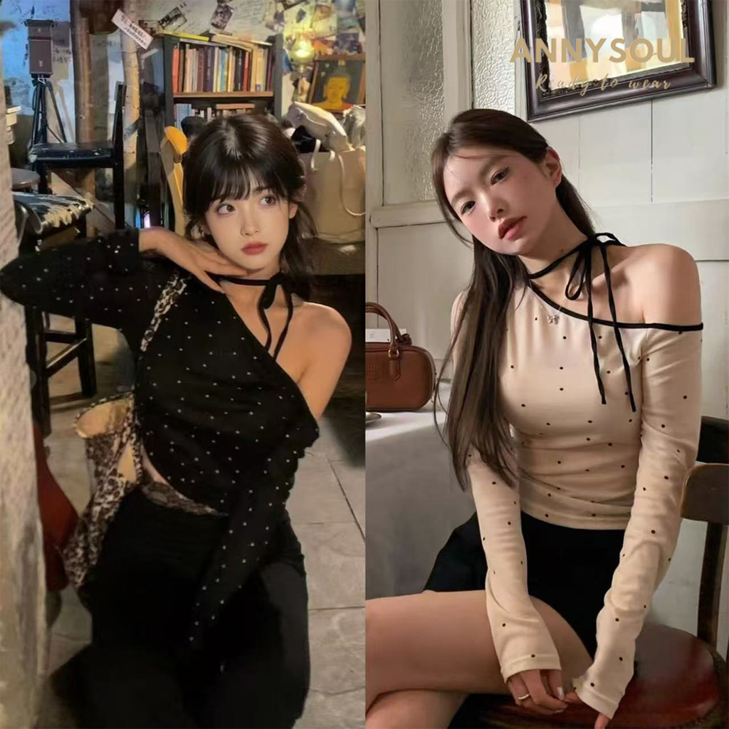 เสื้อยืดแขนยาว ลายจุดดีไซน์หวาน ใส่แล้วดูดี