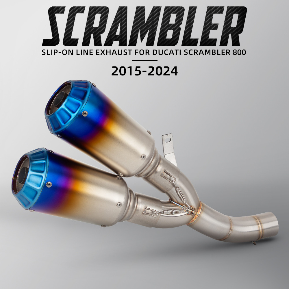 Slip On สําหรับ DUCATI Scrambler 800 รถจักรยานยนต์ไอเสียระบบ Mid Link ท่อคู่ท่อไอเสีย AK สไตล์ Racin
