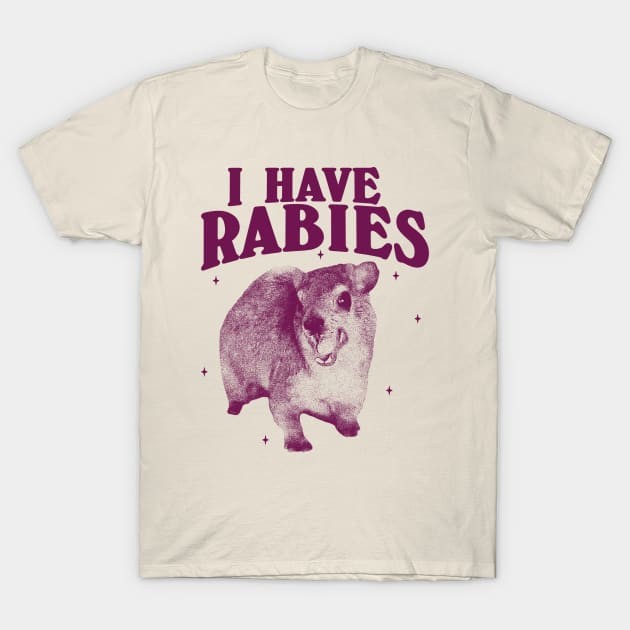 เสื้อยืด Vintage I Have Rabies Funny Hoodie, Unhinged Meme Shirt, Funny Rock Hyrax Meme T-Shirt แท้