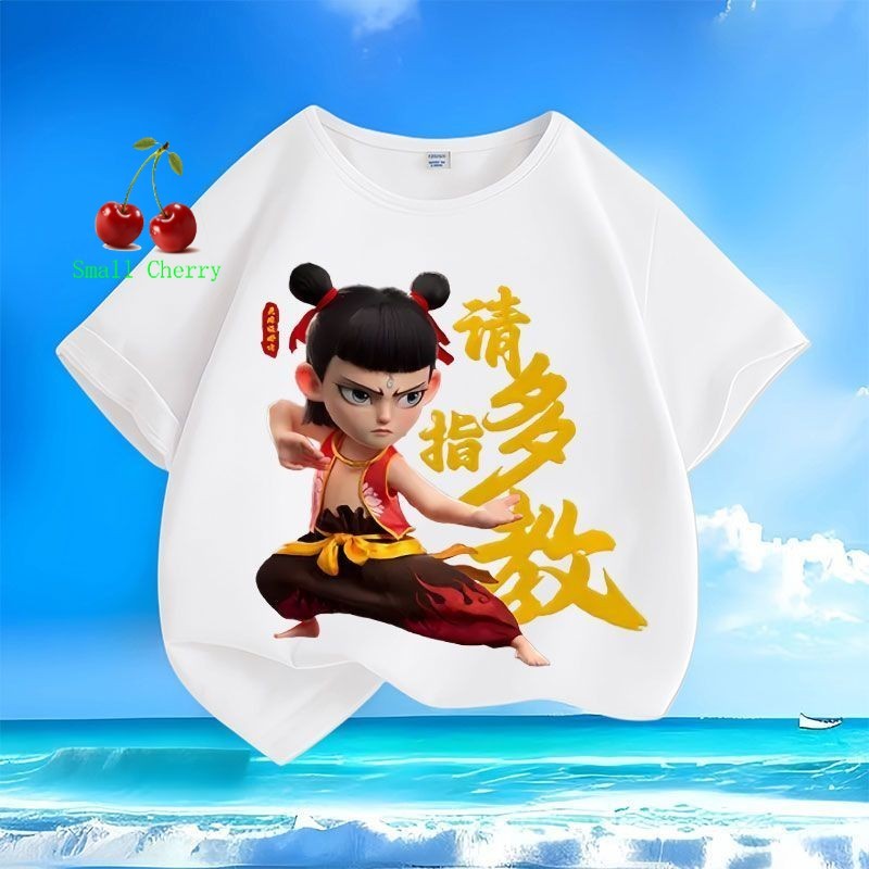 Ready Stock Nezha 2 figure Lucky T shirt For Women Nezha Ao Bing figure Fat Girl T-shirt