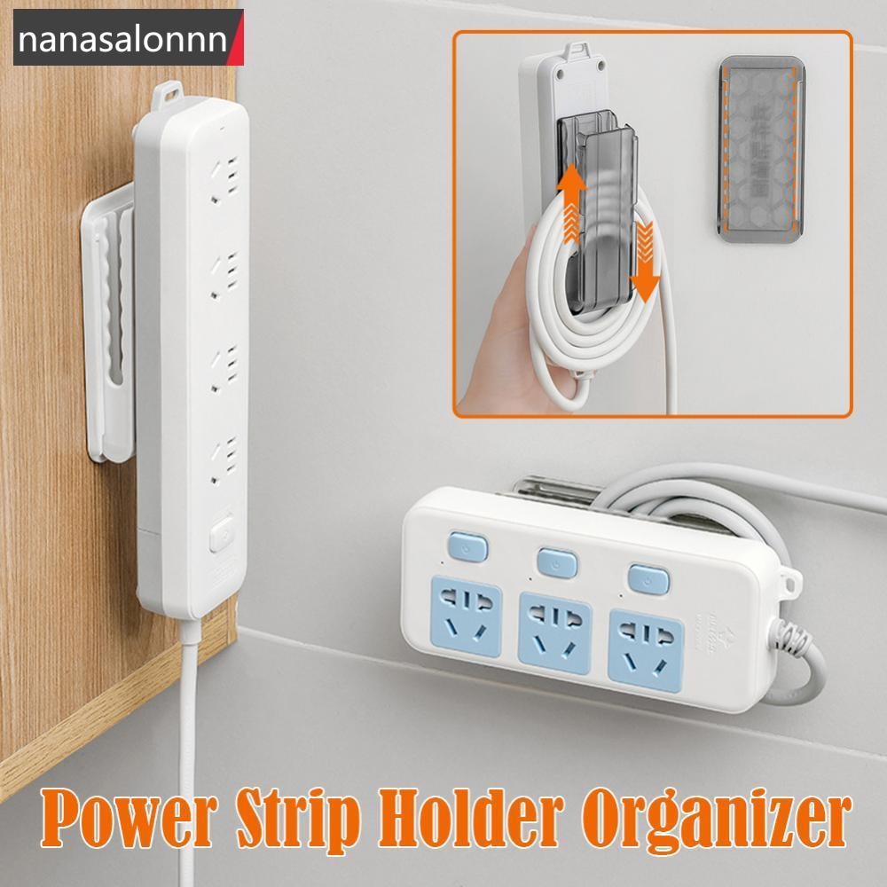 NSN Self-Adhesive Power Stip Holder with Cable Organizer Plug Socket Fixator Wire Winder Wall Table 