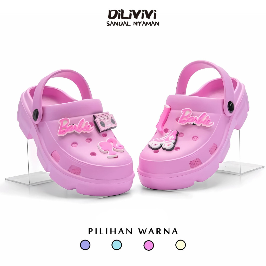 DIVIVI 805GH | รองเท้าแตะบาร์บี้เด็กผู้หญิง Baim Jibbitz Size 24-35