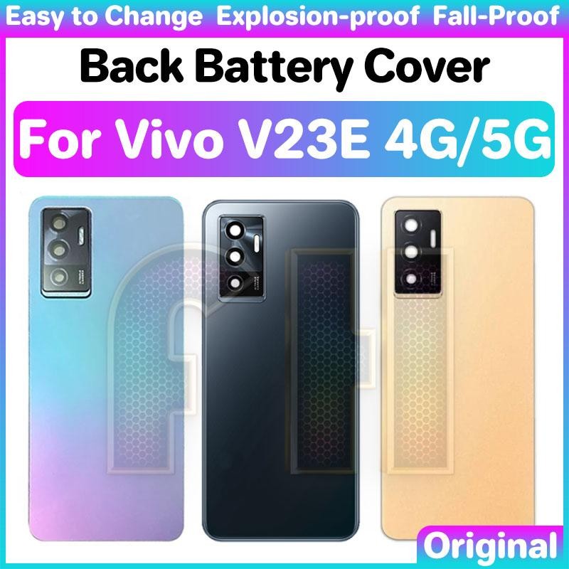 ฝาหลังแบตเตอรี่กระจกสําหรับ VIVO V23E ประตูด้านหลังแบตเตอรี่ฝาหลังเลนส์กล้องกระจก