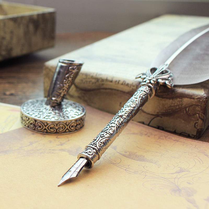 Feathers Day/5.19 Feather Pen Retro Navigation European British Gift Box Set Gift Magic Dip Pen Stat