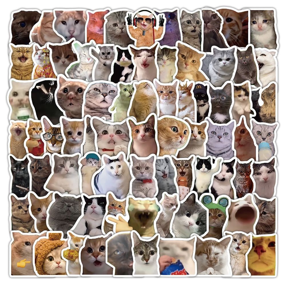300 ชิ้น cat meme สติ๊กเกอร์แมวน่ารัก สติ๊กเกอร์ Meme20250519