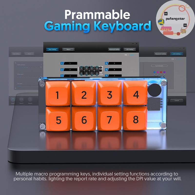 Pufangstar 8 Key ปุ่มลัดมาโครตั้งโปรแกรมได้ Fully Hot Swappable Mechanical Gaming อุปกรณ์เสริมคอมพิวเตอร์ชิ้นเดียว TH - รูปที่ 2