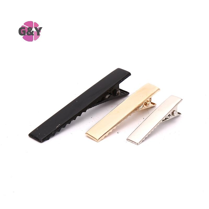 G&Y 100 ชิ้นกิ๊บสีดําเดี่ยวง่ามจระเข้ Hairpin การตั้งค่าที่ว่างเปล่าคลิปผม COD
