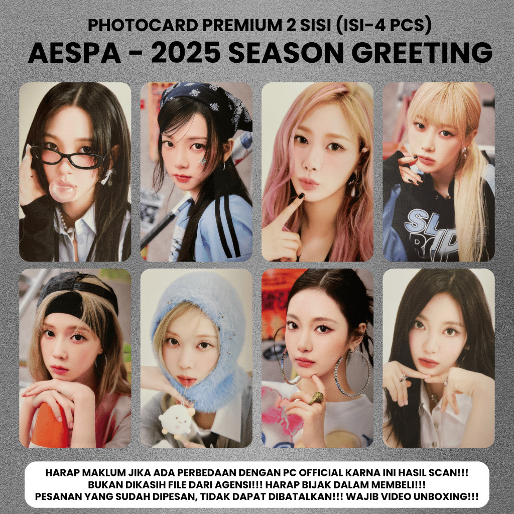 AESPA Photocard 2025 คําอวยพรฤดูกาล - Aespa PC Photocard 2 ด้าน Kpop Card Merch