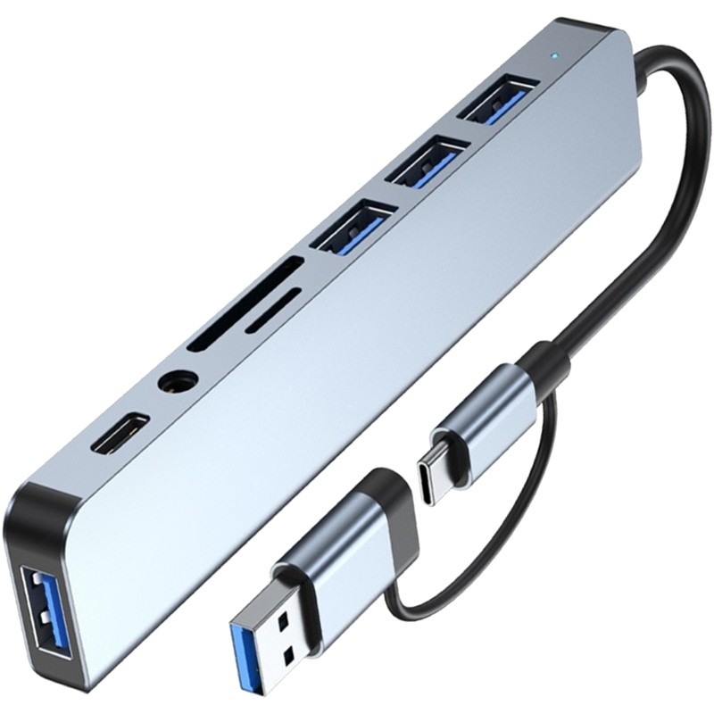 EZ 8-IN-2 USB3 0 USB C HUB Dock Station 5Gbps ปรับความเร็ว USB Splitter ประเภท C ถึง USB3 0 อะแดปเตอ