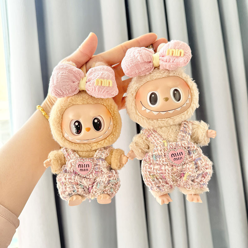 FYG [เสื้อผ้าเท่านั้น] สําหรับพวงกุญแจ Labubu 17 ซม. Labubu เสื้อผ้าจี้เด็กเสื้อผ้าสายรัดแป้งรักสไตล์กลิ่นหอมอุปกรณ์ตกแต่ง