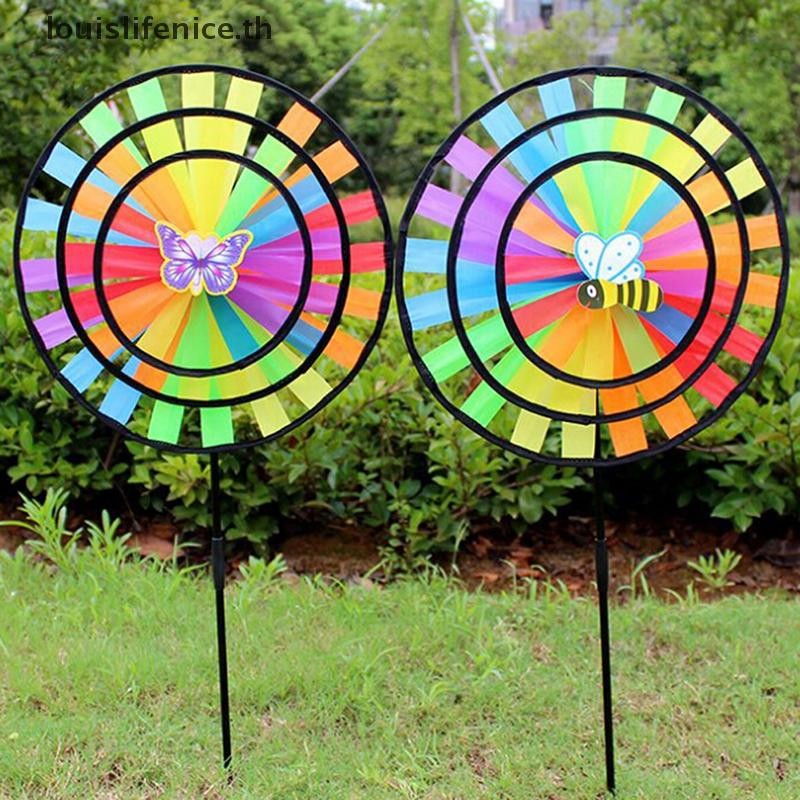 Lnnth 36 ซม.สีสัน Rain Triple ล้อ Wind Spinner Windmill Garden Yard Decor ของเล่นร้อน