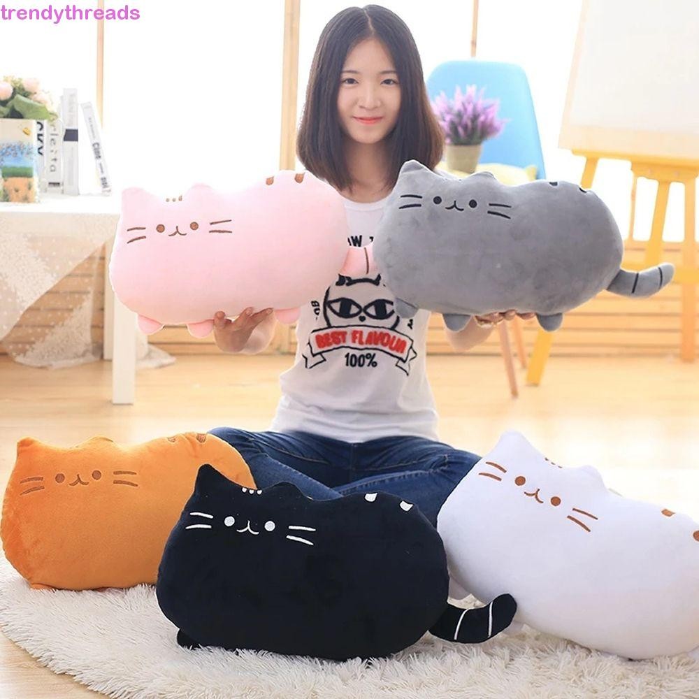 Trendythreads หมอนแมวตุ๊กตา 40*30 ซม. Kawaii พร้อมซิป PP ผ้าฝ้าย Peluche ของขวัญวันเกิดเบาะใหญ่