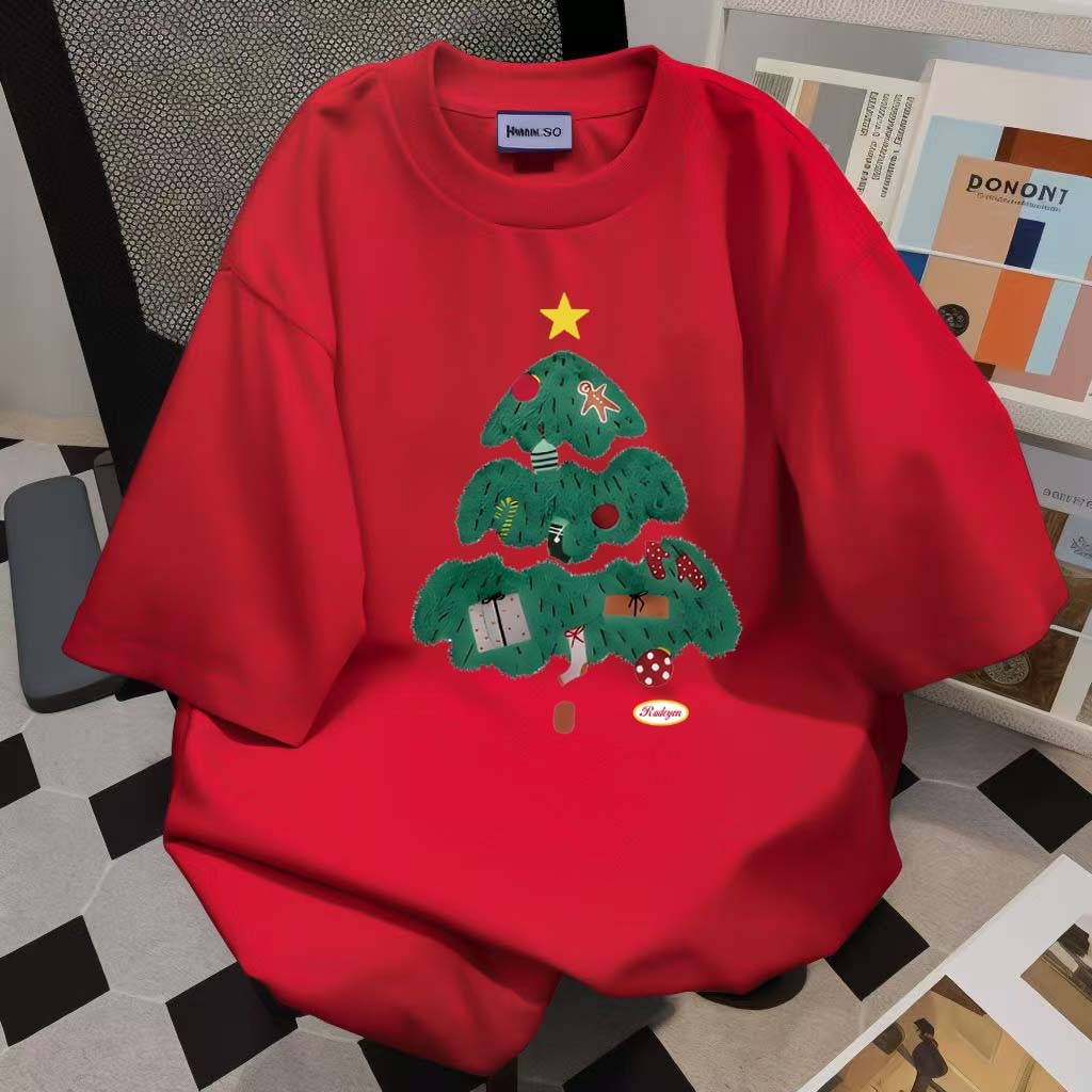 (จัดส่งตลอด 24 ชั่วโมง)Woo Right เสื้อยืดคอกลม สีแดง น่ารัก คริสต์มาส Merry Christmas Unisex T-Shirt 954