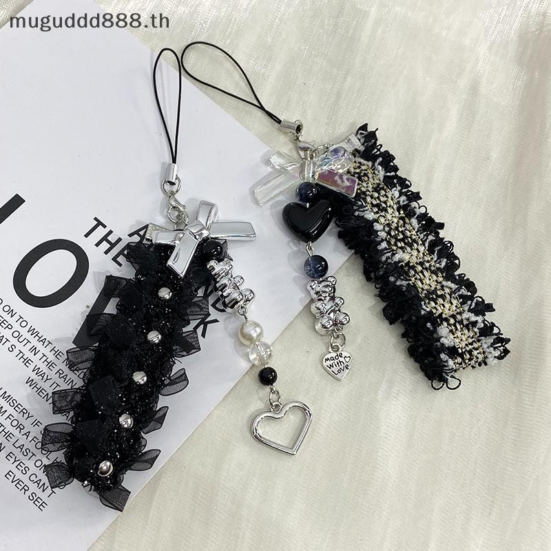 ʚɞmc Y2k ลูกไม้ริบบิ้นโทรศัพท์โซ่หวานเย็นหมี Love Cat Claw จี้ Charm หูฟังแขวนเชือก CCD เชือกเส้นเล็กสายคล้องกระเป๋าตกแต่ง (dd)