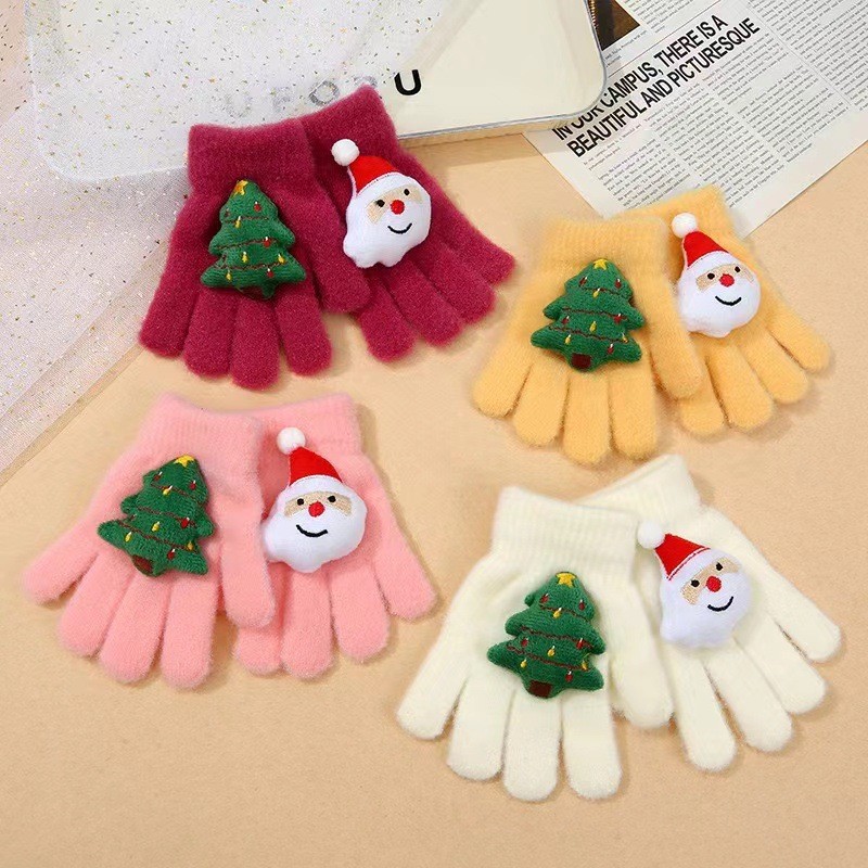 สินค้าใหม่พร้อมสต็อกคริสต์มาสสไตล์ตุ๊กตาถุงมือหญิงฤดูหนาวที่อบอุ่นนักเรียนแยกนิ้วถุงมือถุงมือกลางแจ้งหนาห้านิ้วถุงมือขายส่ง20241127