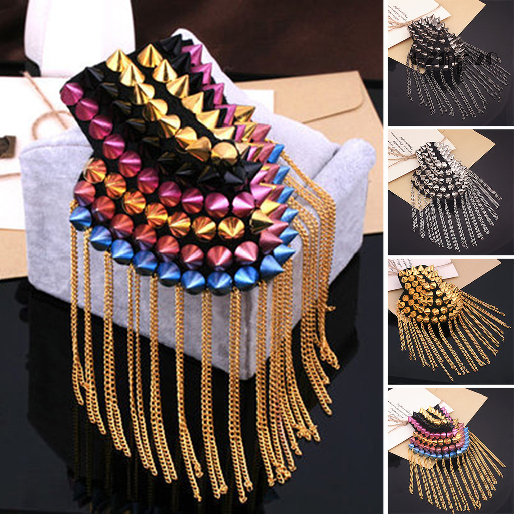 [GZM]เข็มกลัดไหล่พู่ Punk Jewelry Vintage Fringe Epaulette Clothes Decor