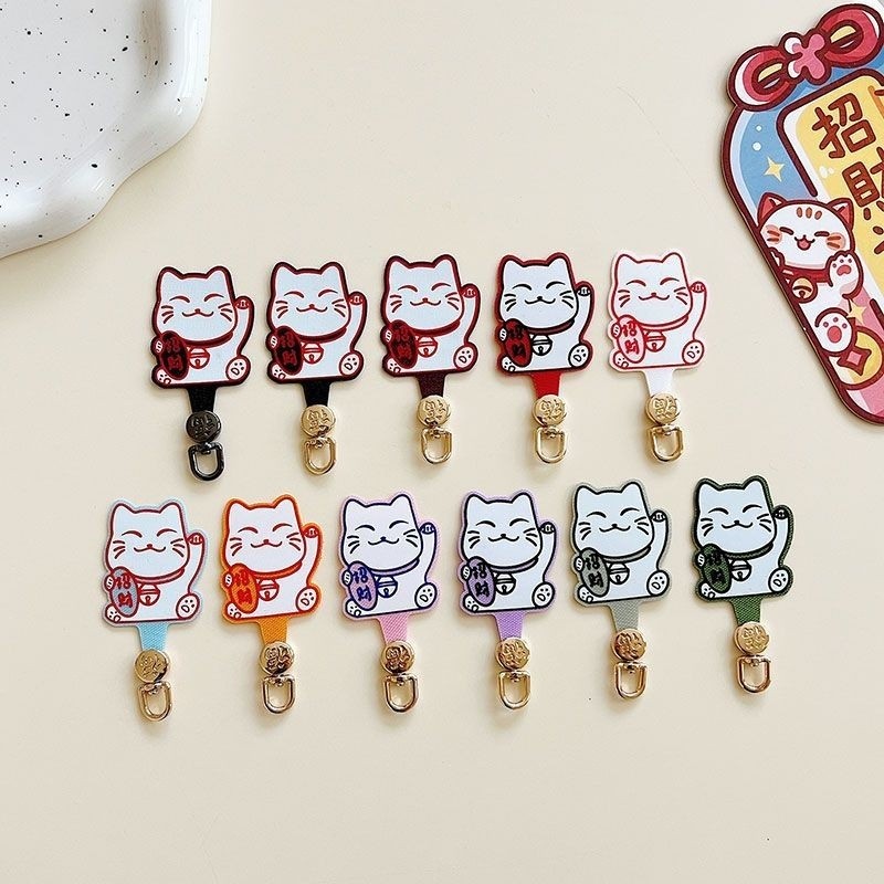 น่ารักโชคดีแมว360หมุนไม่ห้อยโทรศัพท์มือถือเชือกเส้นเล็กแก้ไขคลิปที่แข็งแกร่งทนทานบางเฉียบปะเก็นหมุนได้หัวเข็มขัดโลหะเครื่องปร