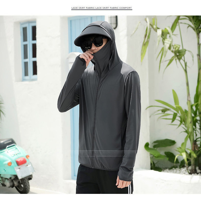 เสื้อแจ็กเก็ตกันแดด UPF50+ มีฮู้ด ระบายอากาศดี ป้องกันรังสียูวี สำหรับผู้ชาย - รูปที่ 3