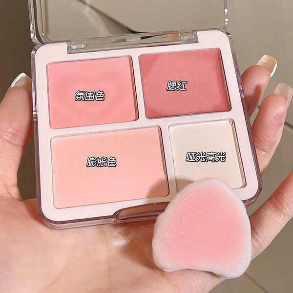 karon beauty laglace Love Light Wave Quad Blush Highlighter Disc Blush Pink Expanded Matte Highlight