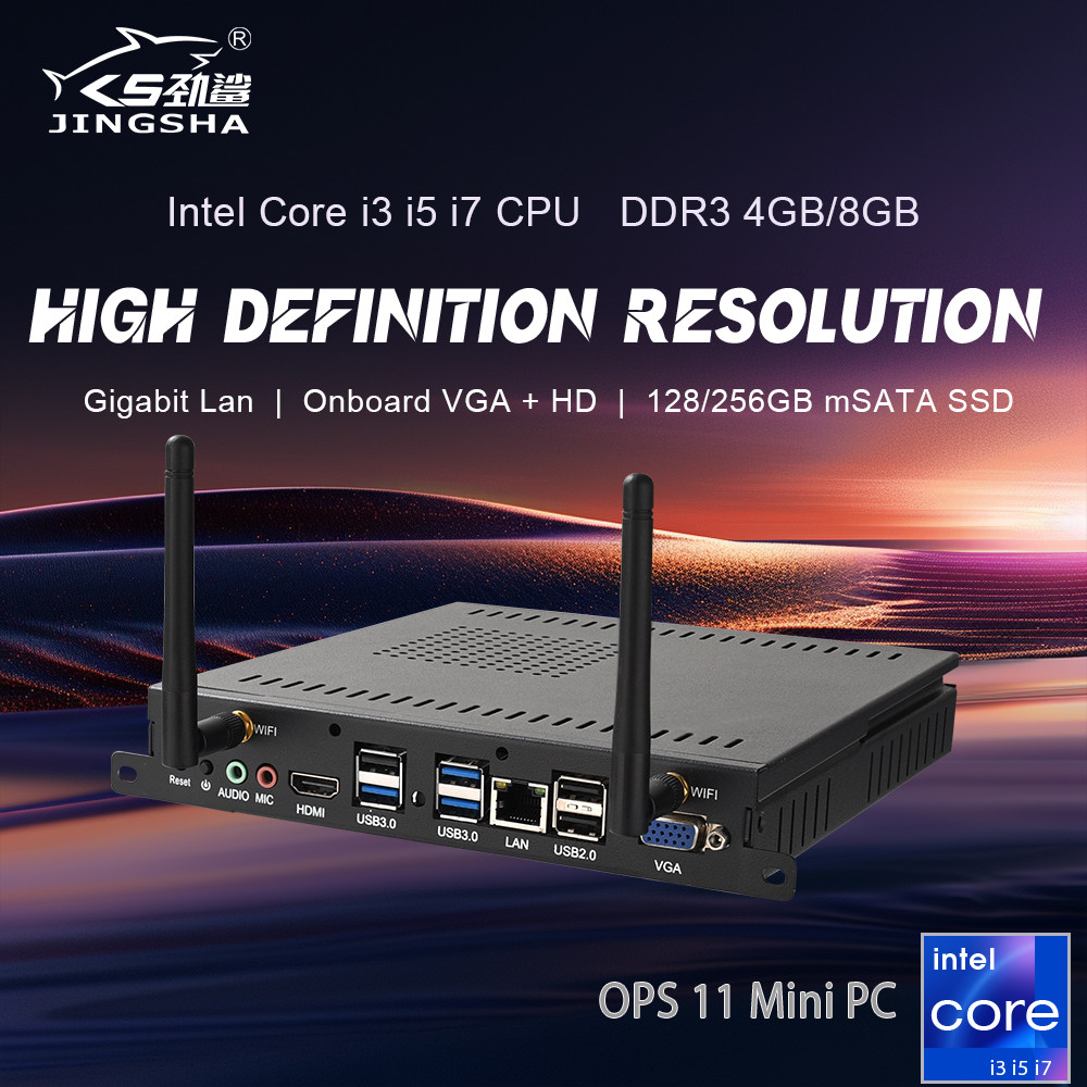 OPS11 Mini PC with i3 i5 i7 Processor 4GB 8GB RAM 128GB 256GB SSD, Support Windows 10 WiFi Gigabit E