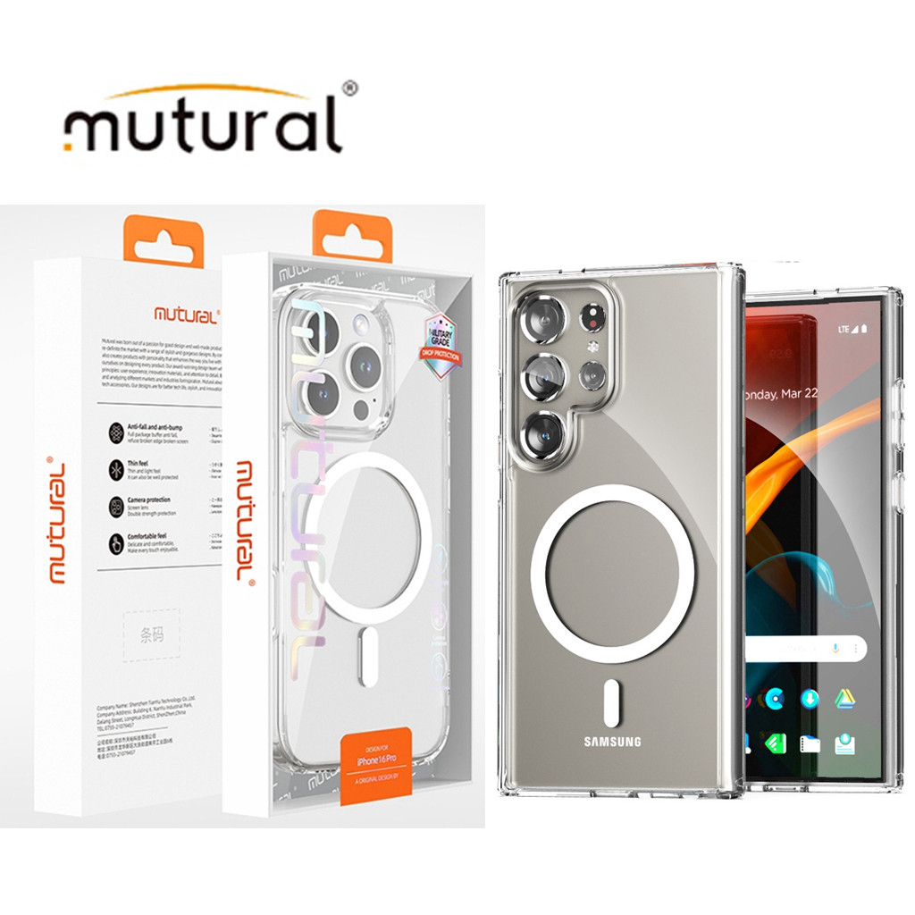 ของแท้ MUTURAL เคส ชาร์จได้ ใส สีชา สำหรับ SAMSUNG S25Fe S25Plus S25Ultra S24Fe S24 S23 S22 Plus/Ultra S22Ultra 047