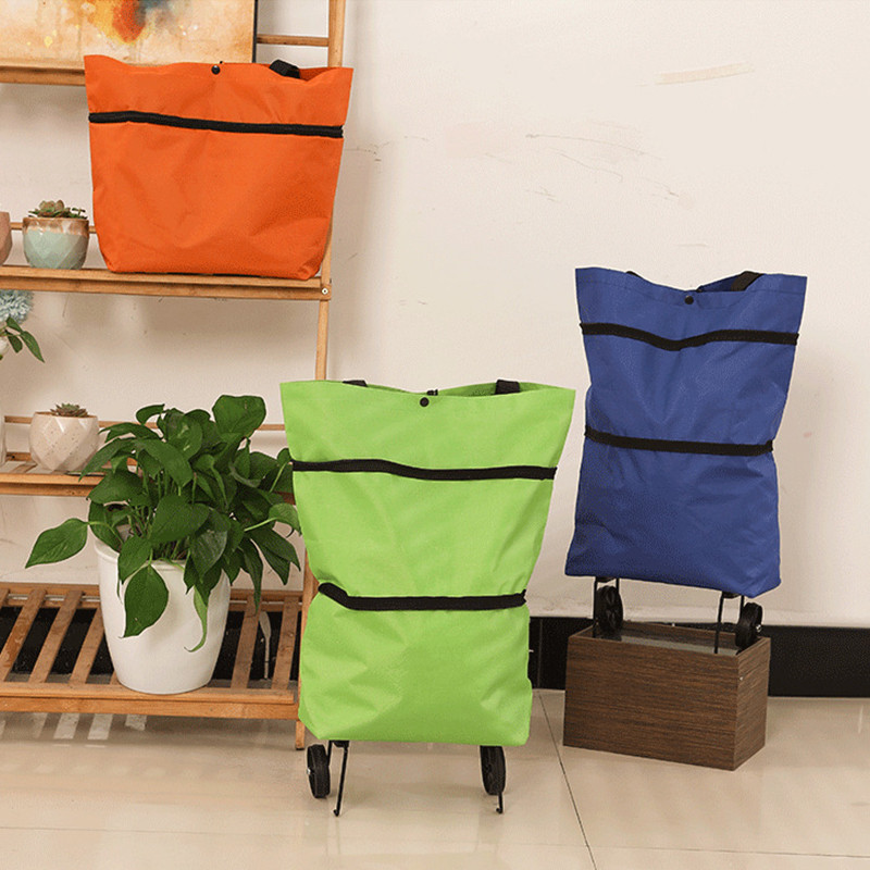 รถเข็นช็อปปิ้งพับได้ กระเป่าผ้าล้อลาก กระเป๋ารถเข็นมีล้อลาก พาสะดวกใช้งานง่ายน้ำหนักเบา