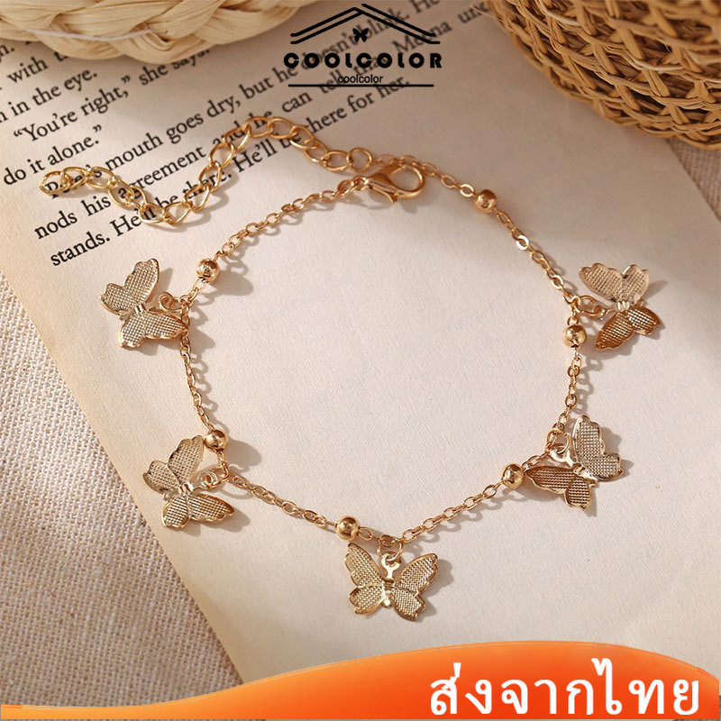 เครื่องประดับเท้าชายหาดจี้ผีเสื้อแฮนด์เมดเท้าโซ่
