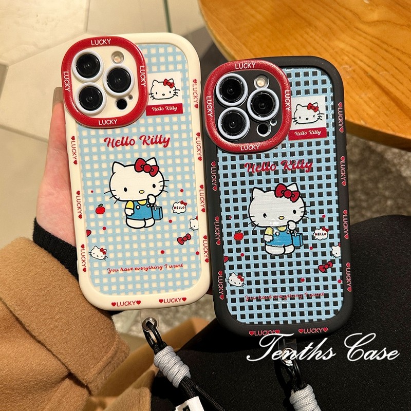 ใช้งานร่วมกับสําหรับiphone 16 15 11 12 13 14 Pro Max Xr X Xs Max 7 8 Plus SE 2020 การ์ตูนKittyเลนส์รวมทุกอย่างเคสโทรศัพท์ปกอ่อนพร้อมเชือกเส้นเล็ก