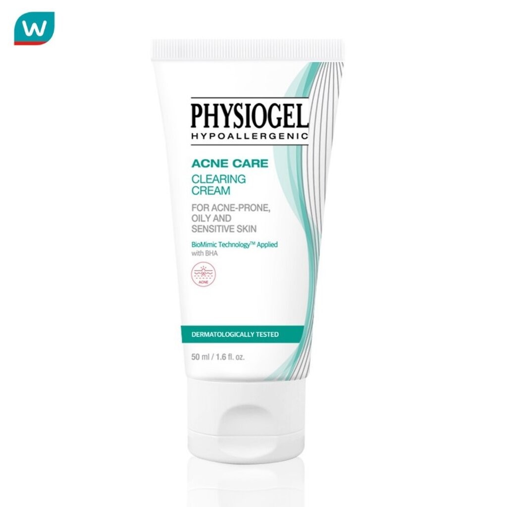 Physiogel ฟิสิโอเจล แอคเน่ แคร์ เคลียร์ริ่ง ครีม 50 มล. สำหรับผิวเป็นสิว แพ้ง่าย
