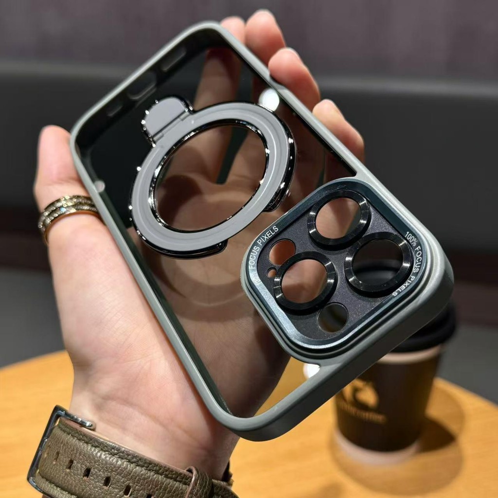 หรูหราโปร่งใสซิลิโคนกรอบผู้ถือเคสโทรศัพท์สําหรับiphone 16 Pro Max 11 12 13 14 15 Pro Max iPhone 14 15 16 Plus Drop-Proofความงามเคสโทรศัพท์