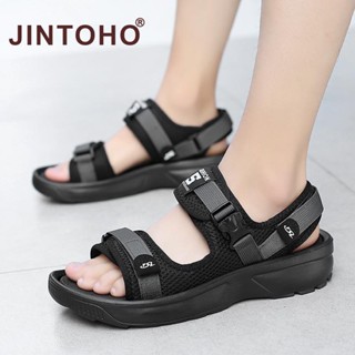 จินโตโฮ แฟชั่นผู้ชายหนังรองเท้าแตะกลางแจ้งกีฬารองเท้าแตะลําล…