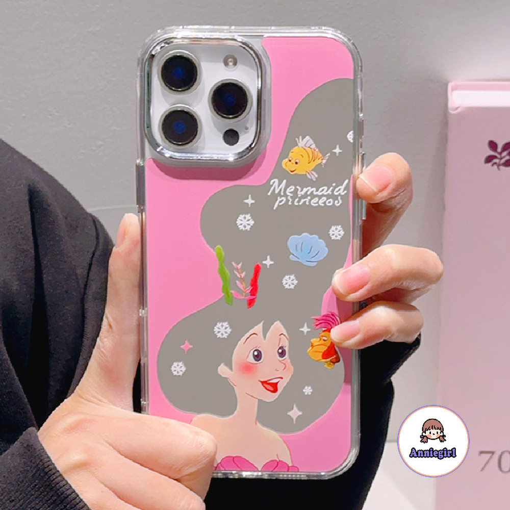 การ์ตูน ปลามนุษย์ กระจกเคสโทรศัพท์สําหรับ IPhone 11 15 16 Pro MAX 12 14 13 ProMax XS MAX XR 7 8 Plus กันกระแทก Hard โทรศัพท์ปกหลัง