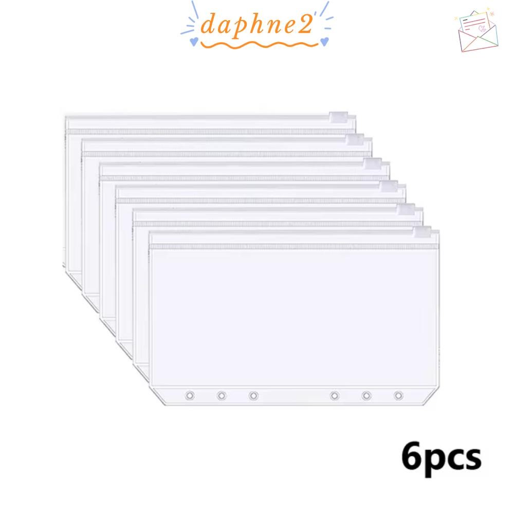 Daphs 6 ชิ้น 6 หลุม Binder กระเป๋า, กันน้ํา A6 Zipper Binder กระเป๋า, PVC โปร่งใสใบเสร็จรับเงินกระเป๋าซิปกระเป๋า