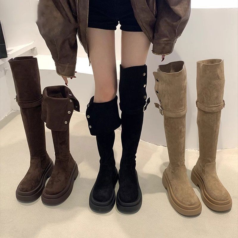 รองเท้าบูทยาวรองเท้าบูทนักเรียนหนาsoledฤดูหนาวฝรั่งเศส