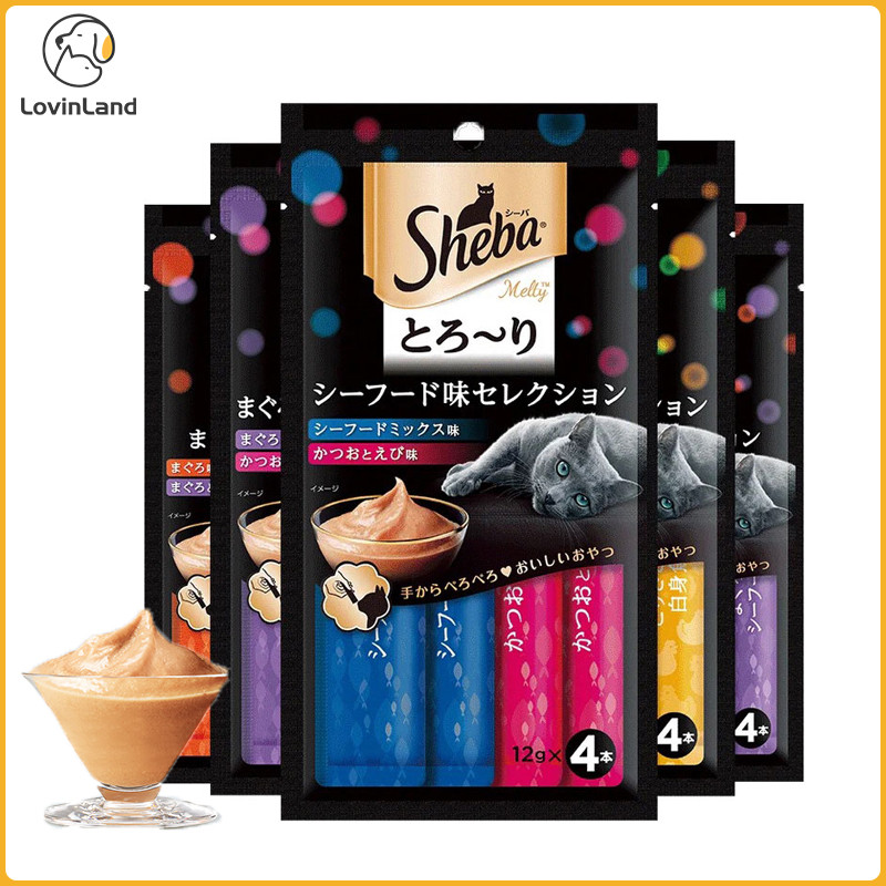 Sheba Cat Strips Cat Licking Soft Package นําเข้ามีคุณค่าทางโภชนาการ Cat อาหารเปียก ขนมแมว 4 Flavoru