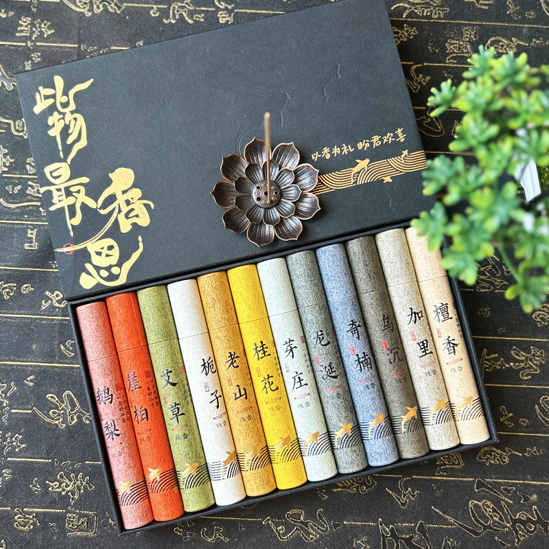 ประสบการณ์การชิมธูป12เส้นกล่องของขวัญบรรจุธูป Yazhuang Goose Pear ใช้ในบ้านอโรมาเทอราพีแบบสั้น