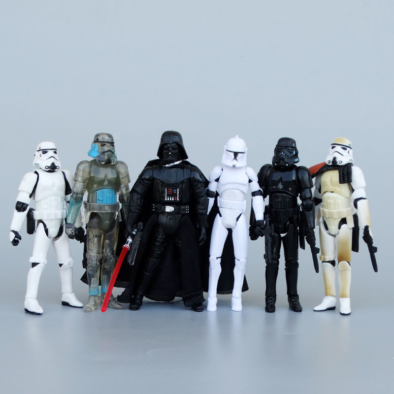 Star Wars Action FIGURE set, Darth Vader, stormtroopers & transparent Clone Trooper, 3.75นิ้ว poseable figures, ของเล่นสะสม