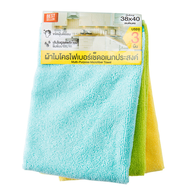 THANAPAND ผ้าไมโครไฟเบอร์ 38x40 (แพ็ค3) คละสี รุ่น X3840-3