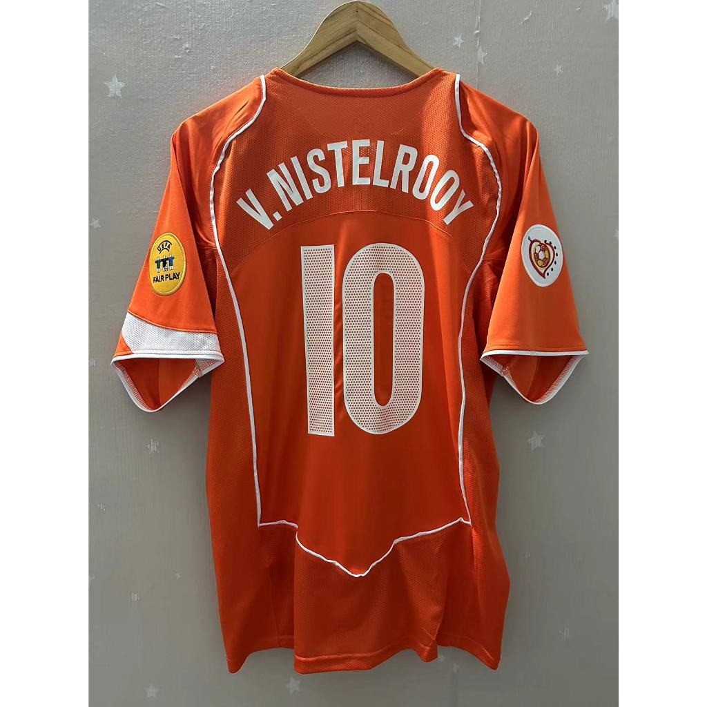 2004 เนเธอร์แลนด์ Home V.NISTELROOY DAVIDS ROBBEN คุณภาพสูง Retro Football Jersey เสื้อยืดที่กําหนดเ