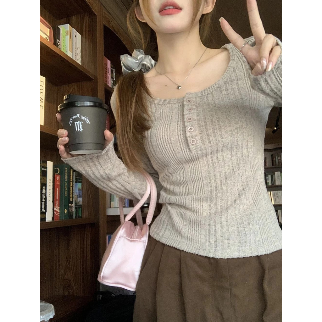 ฤดูใบไม้ร่วงฤดูหนาวสาวร้อนสลิมฟิตทุกการแข่งขันสแควร์ไหล่สแควร์คอยาว
