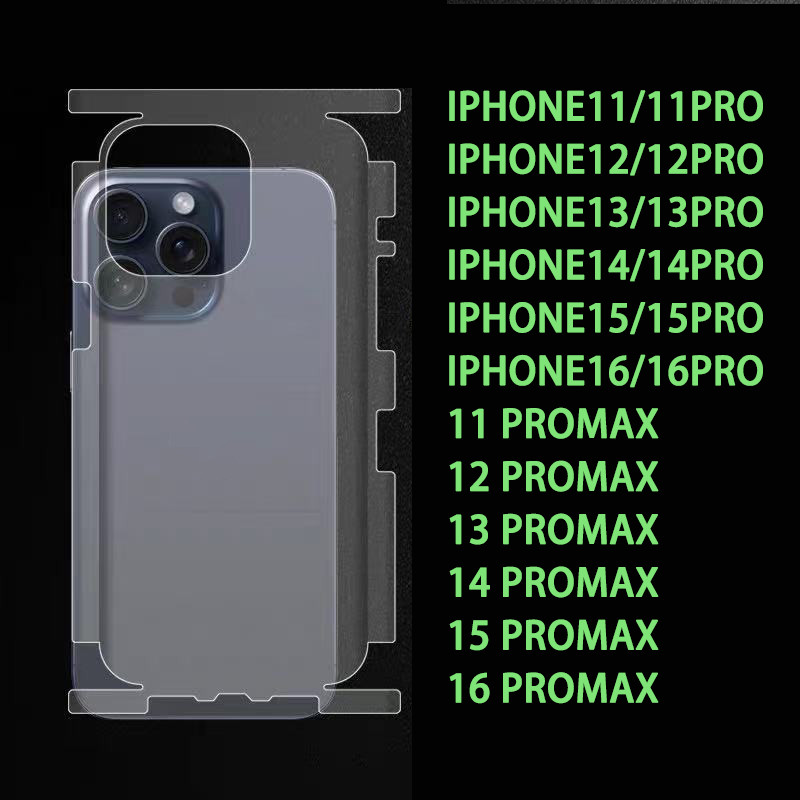 ฟิล์มหลังสีใส หุ้มรอบเครื่อง สำหรับ iphone11 11pro 11promax 12 13 14 15 16 12pro 14plus 15plus proฟิล์มหลัง สำหรับไอโฟน