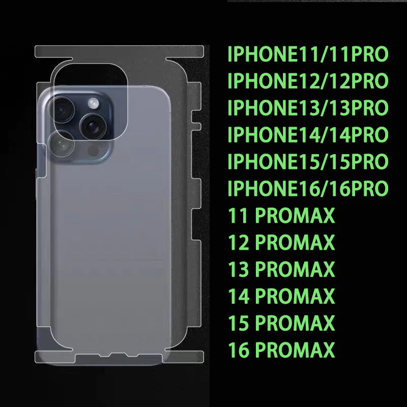 ฟิล์มหลังสีใส หุ้มรอบเครื่อง สำหรับ iphone11 11pro 11promax 12 13 14 15 16 12pro 14plus 15plus proฟิล์มหลัง สำหรับไอโฟน