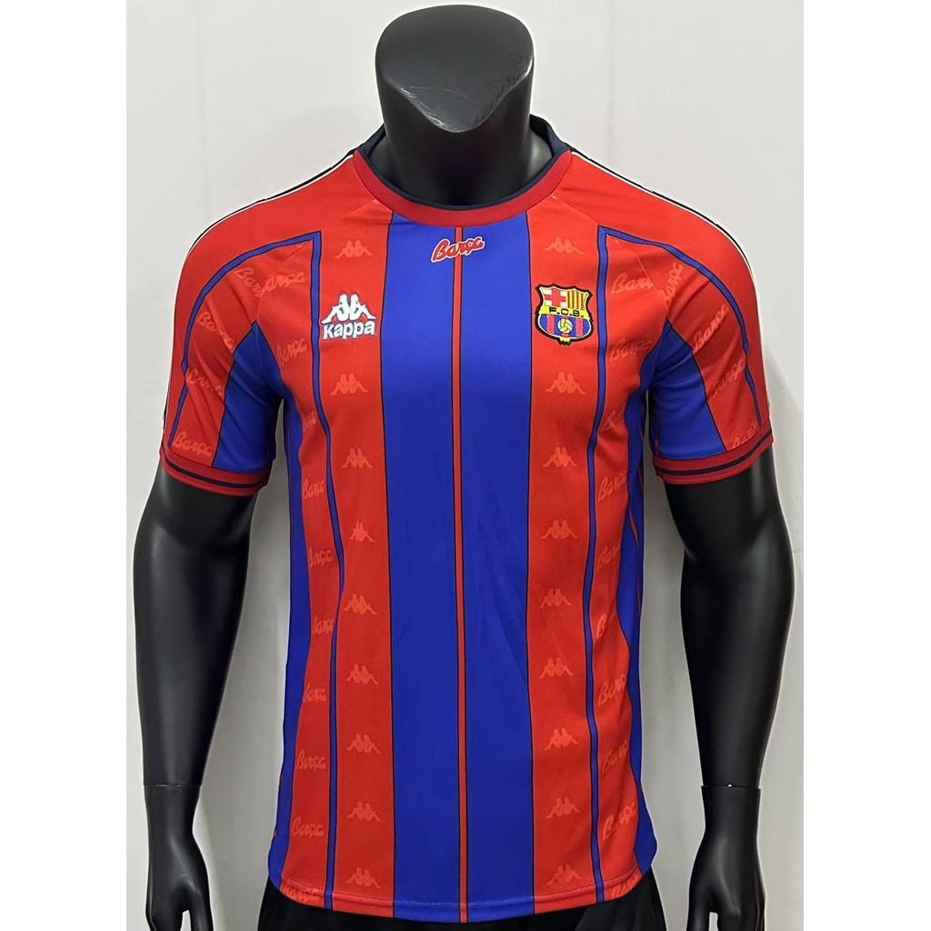 รุ่นวินเทจ Hmmm 97-98 Barcelona home คุณภาพสูงเสื้อฟุตบอลแขนสั้นเสื้อ S-XXL