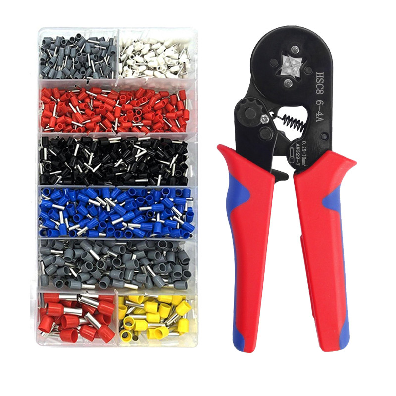 CRIMPING Plier ชุด 23-7AWG 0.25-10 มม.Quadrilling Ferrule CRIMPING ชุดเครื่องมือ Crimper,Ferraule terminal Kit